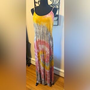 Lily Rose Yellow and Pink Tie-Dye Maxi Dress
